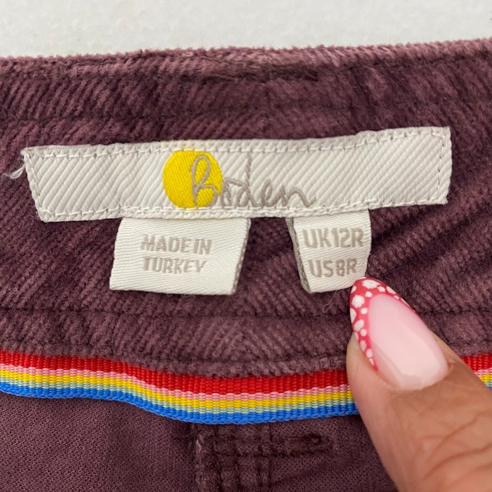Boden Womens Joggers Pants‎ Size 8R Corduroy Trousers Burgundy High Rise Cotton